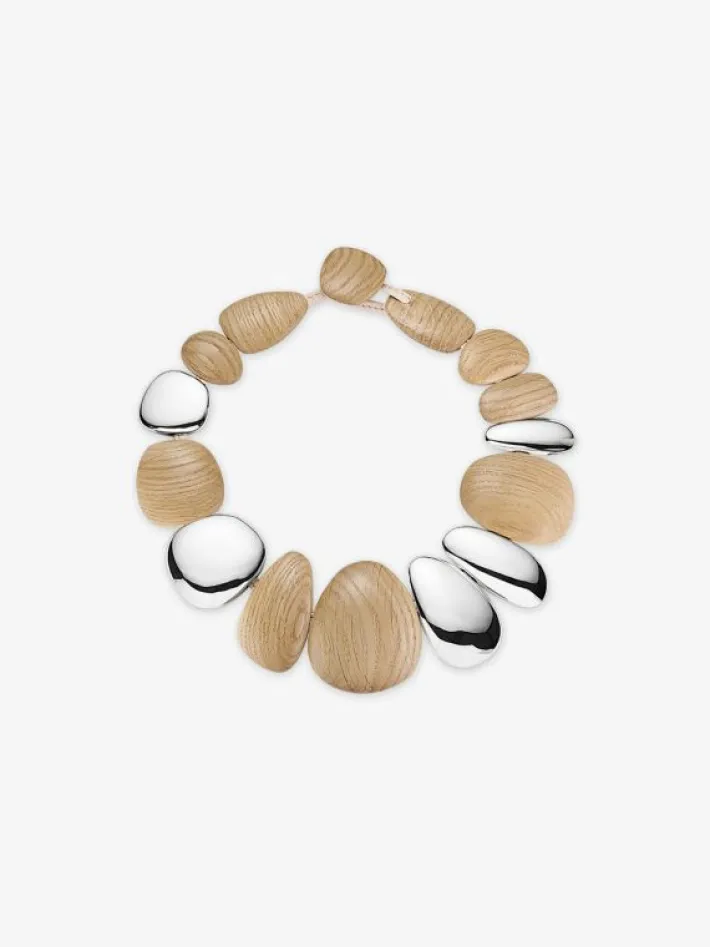 Monies Anniversary necklace: oak, sterling silver
