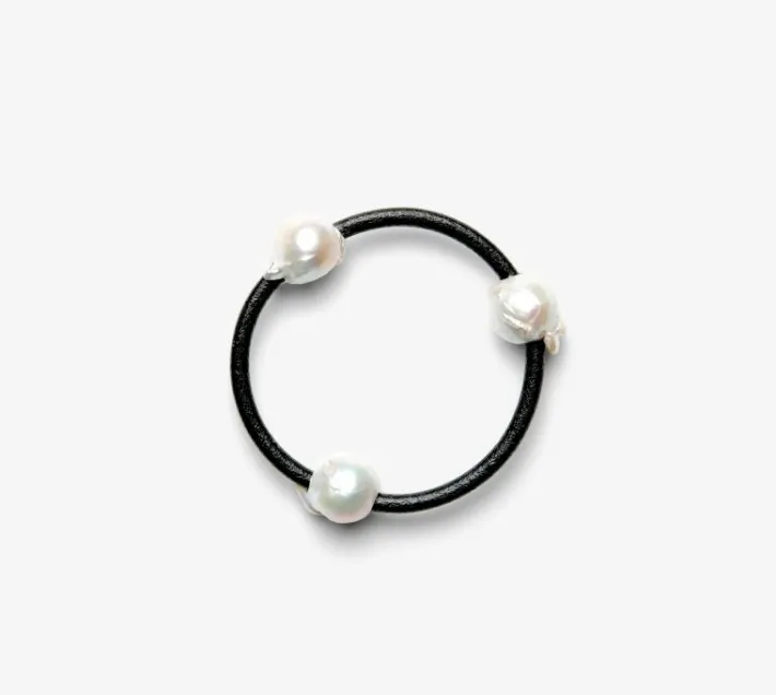 Monies Bangle: baroque pearls, leather