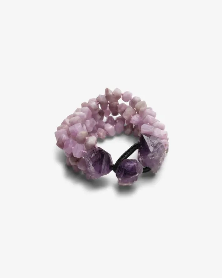 Monies Bracelet: amethyst, kunzite, leather