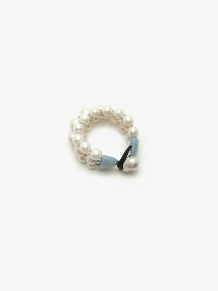 Monies Bracelet: celestine, freshwater pearls