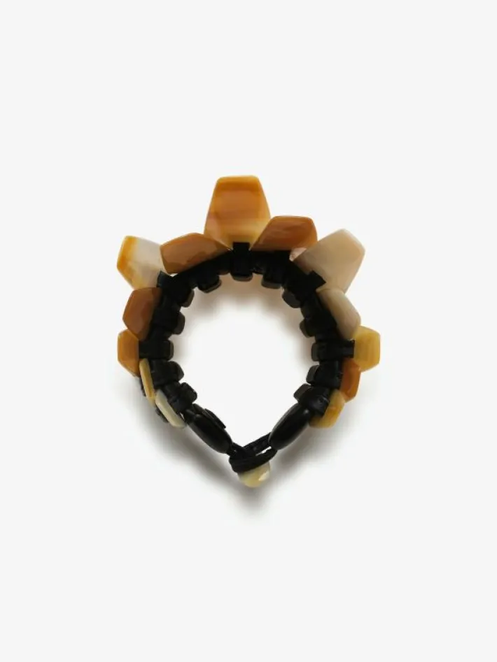 Monies Bracelet: mother of pearl,leather, ebony