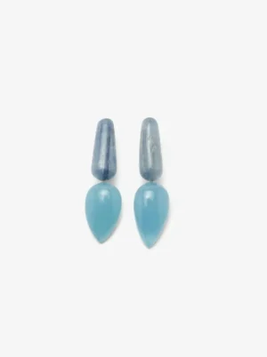 Monies Earclips: aquamarine, acrylic, hematite