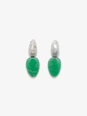 Monies Earring: baroque pearl, chrysoprase