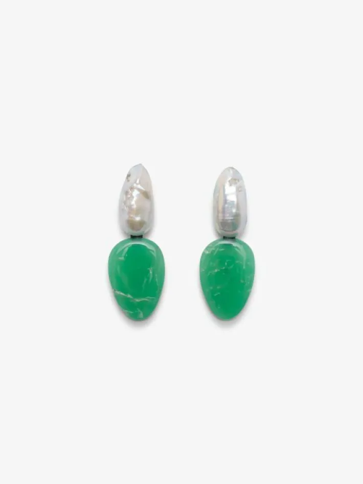 Monies Earring: baroque pearl, chrysoprase
