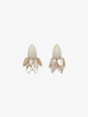Monies Earring: bone, mother of pearl