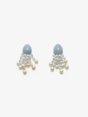 Monies Earring: freshwater pearls, celestine