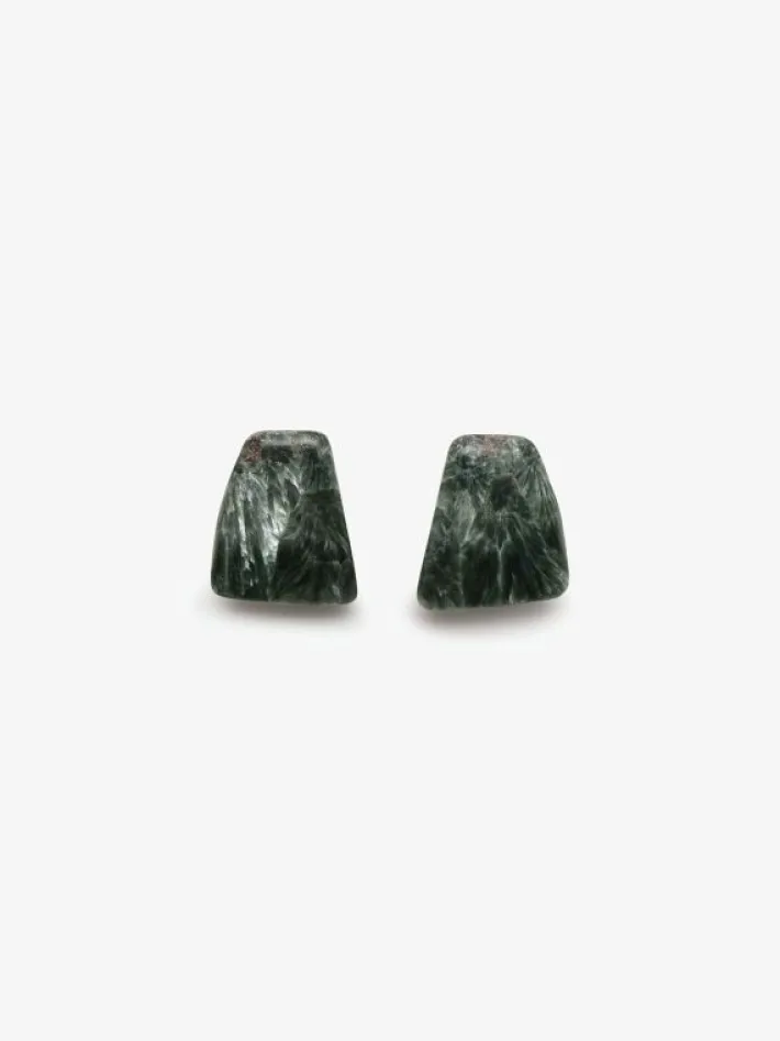 Monies Earring: seraphinite, greencast acrylic