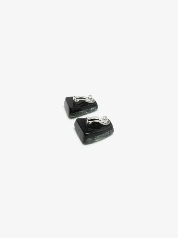 Monies Earring: seraphinite, greencast acrylic