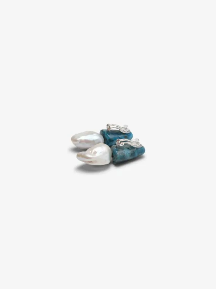 Monies Earrings: baroque pearl, apatite