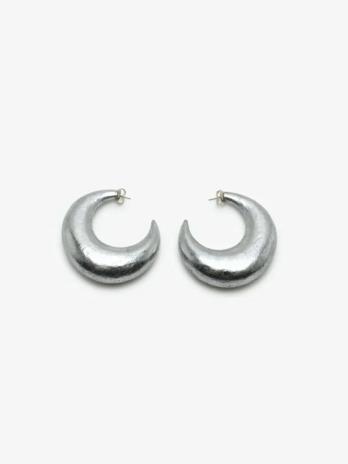 Monies Half moon stud earring: silverfoil