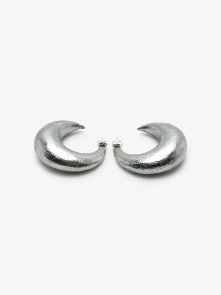 Monies Half moon stud earring: silverfoil