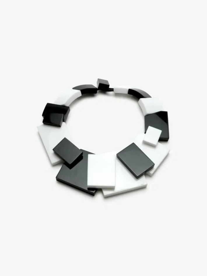 Monies Issa necklace: black/white acrylic