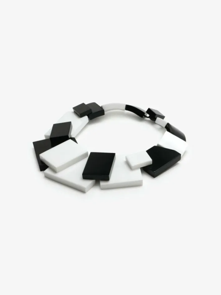 Monies Issa necklace: black/white acrylic