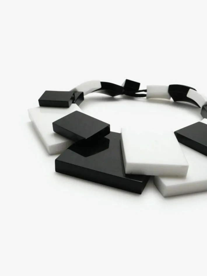 Monies Issa necklace: black/white acrylic