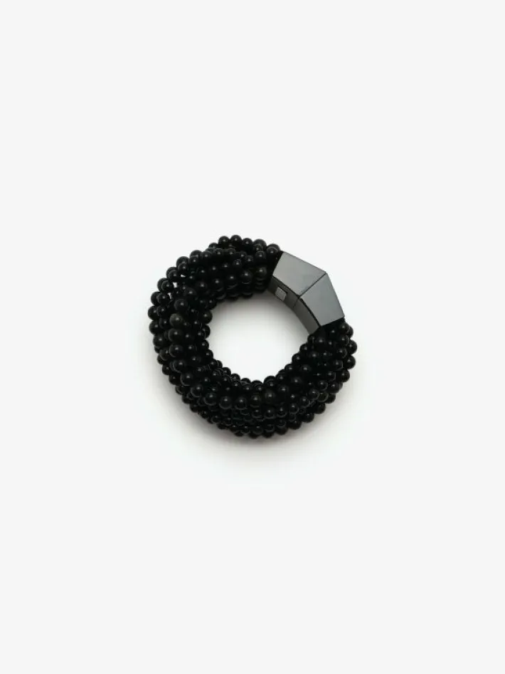 Monies Julip bracelet: obsidian stone, acrylic