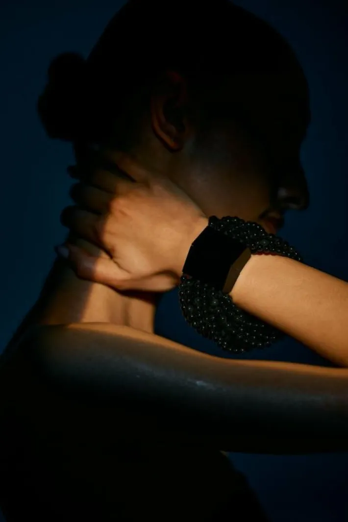 Monies Julip bracelet: obsidian stone, acrylic