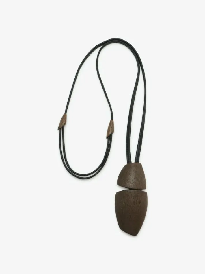Monies Lira pendant: bog oak, leather