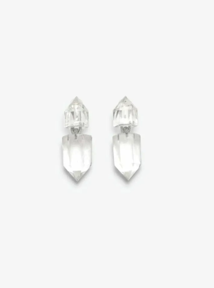 Monies Mint earclips: mountain crystal, wire