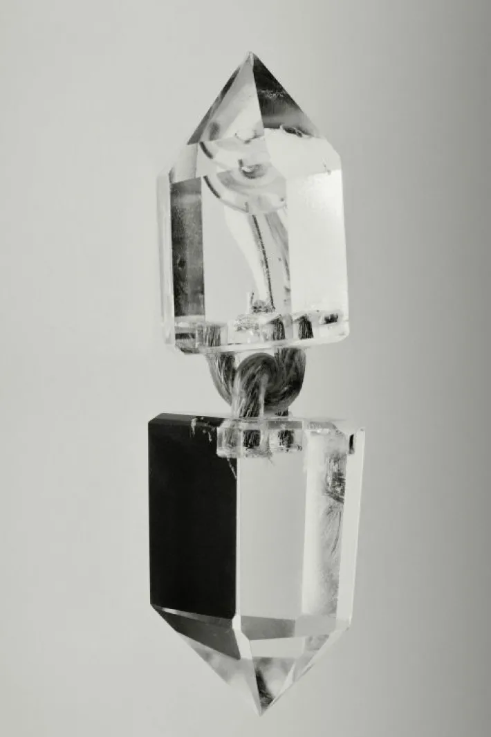 Monies Mint earclips: mountain crystal, wire