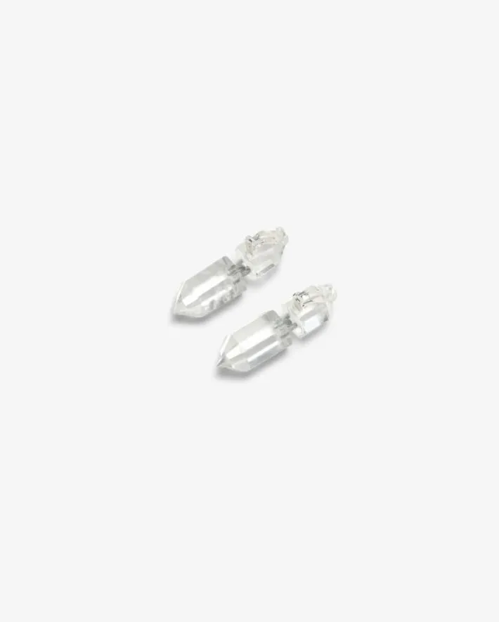Monies Mint earclips: mountain crystal, wire