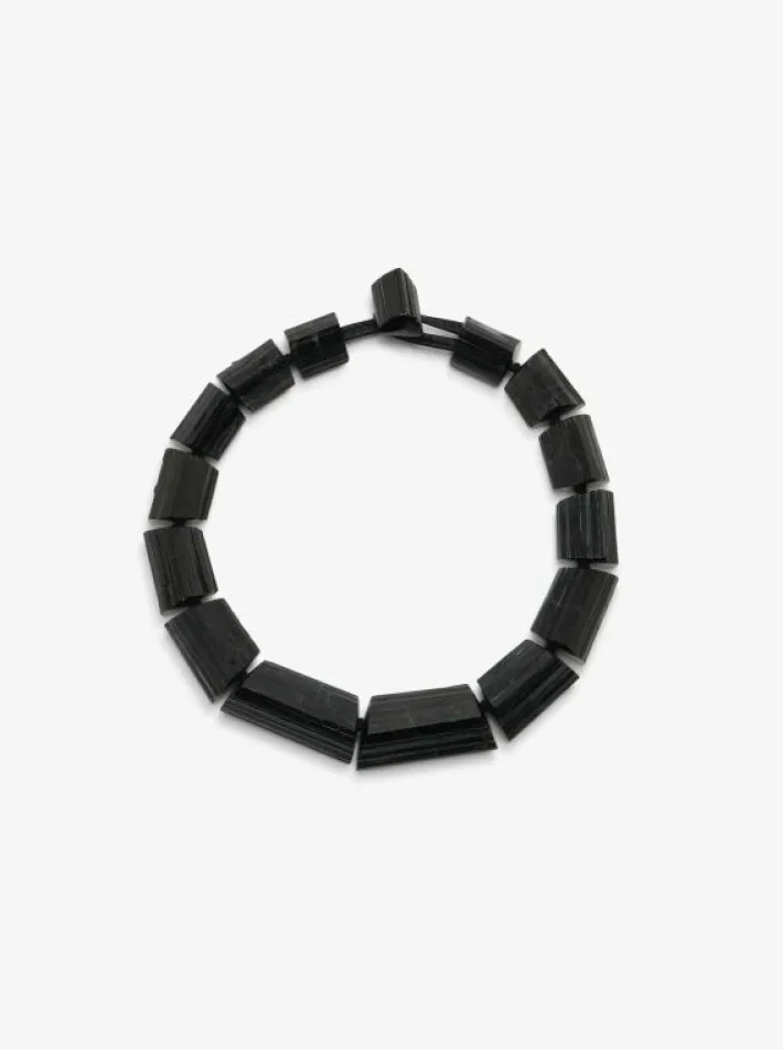 Monies Mint necklace: black tourmaline, leather
