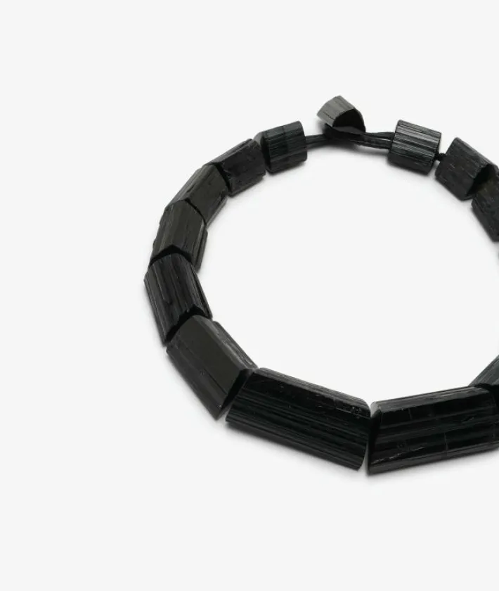 Monies Mint necklace: black tourmaline, leather