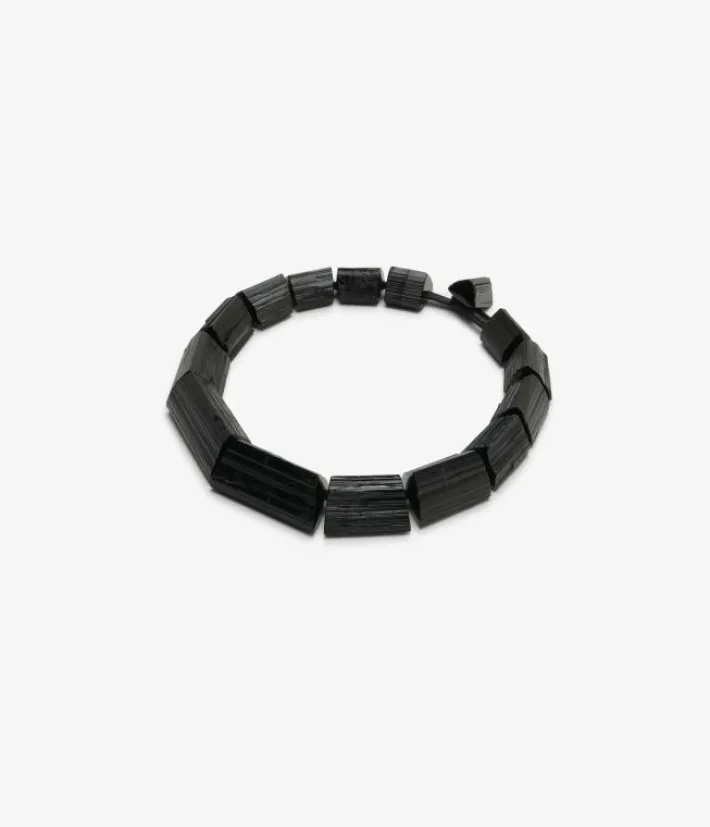 Monies Mint necklace: black tourmaline, leather
