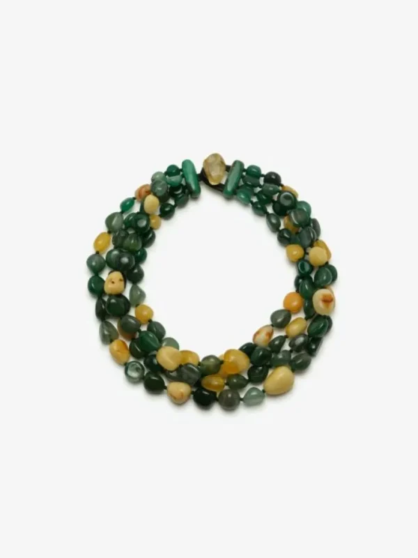Monies Necklace: agate, chrysoprase, amber