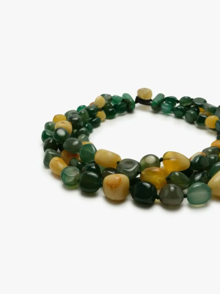 Monies Necklace: agate, chrysoprase, amber