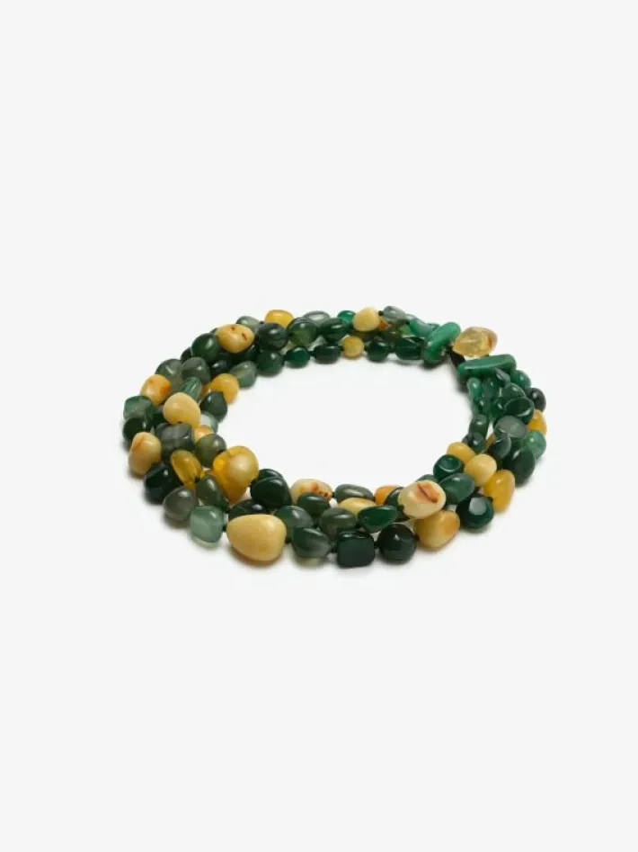 Monies Necklace: agate, chrysoprase, amber