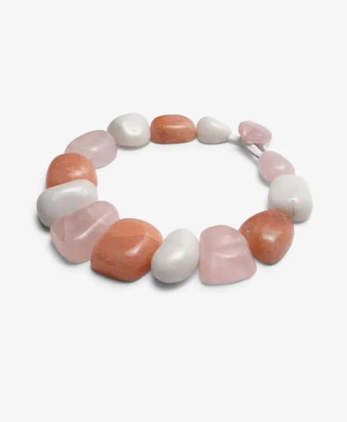 Monies Necklace: agate, rose quartz, carneol