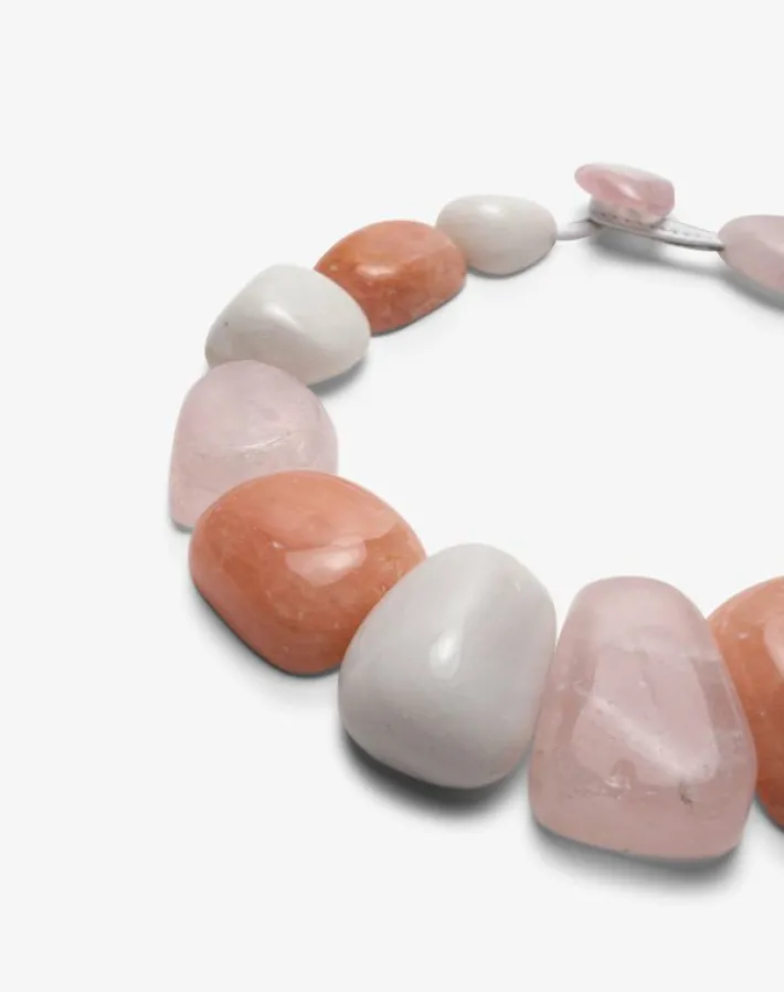 Monies Necklace: agate, rose quartz, carneol
