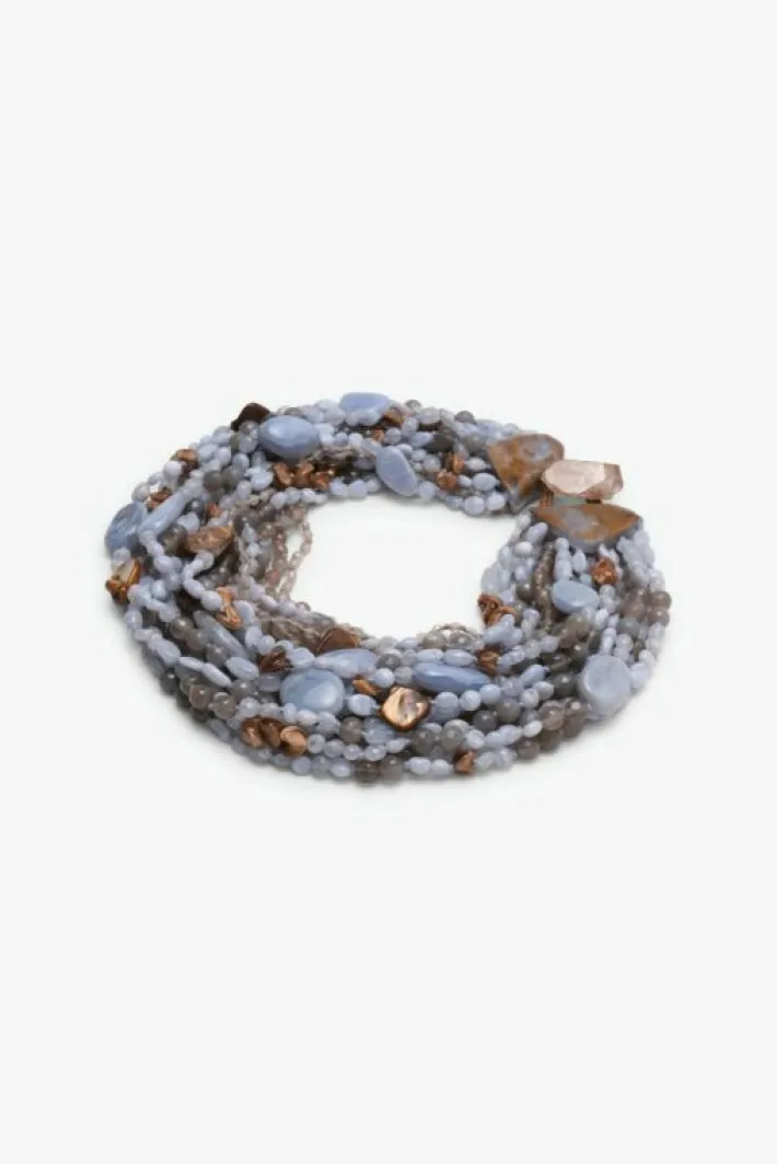 Monies Necklace: agate, shell, chalcedony