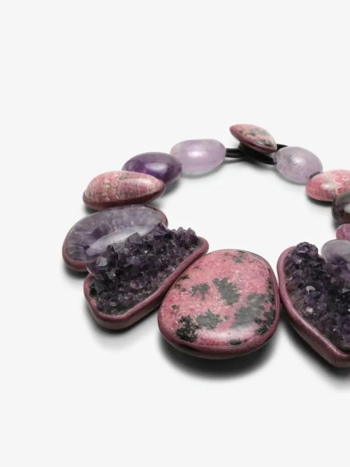 Monies Necklace: amaranth, rhodochrosite, amethyst