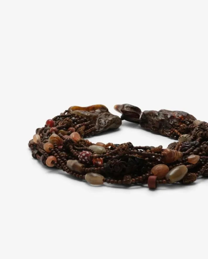 Monies Necklace: amber, antic bone, agate, carneol, rose wood