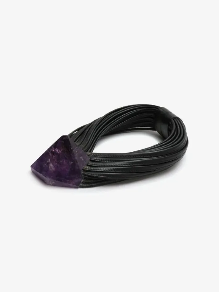 Monies Necklace: amethyst, ebony, leather