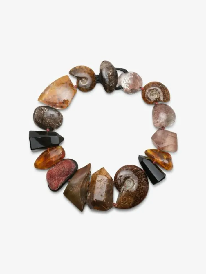 Monies Necklace: ammonite, rutilated quartz, amber, shell