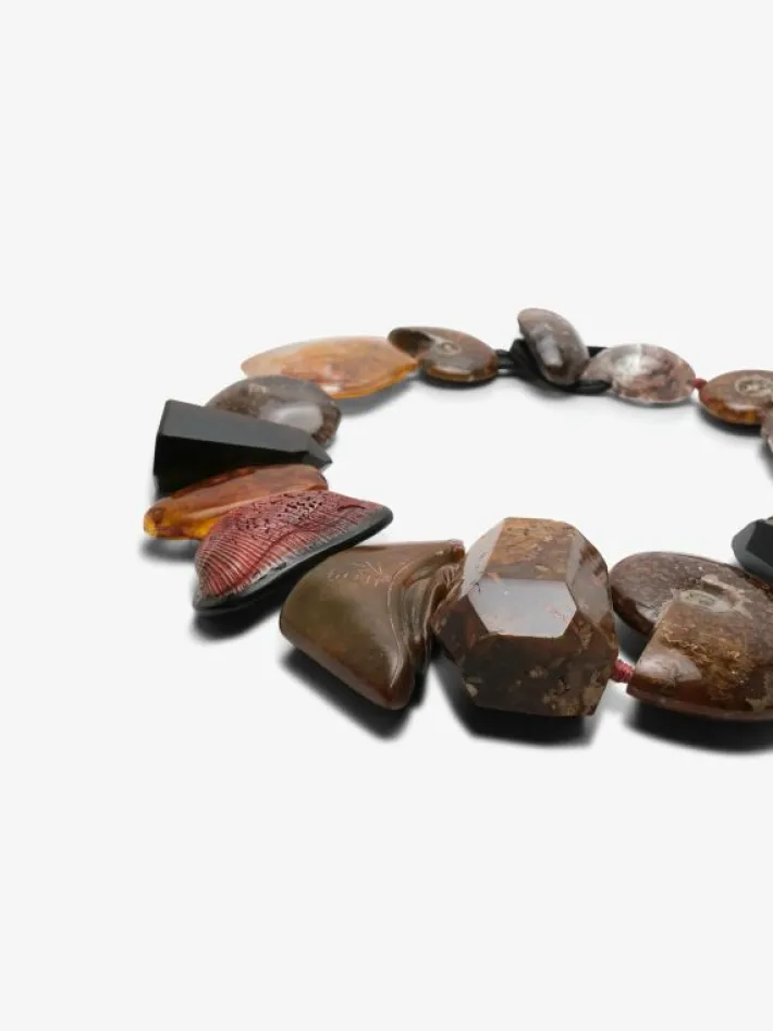 Monies Necklace: ammonite, rutilated quartz, amber, shell