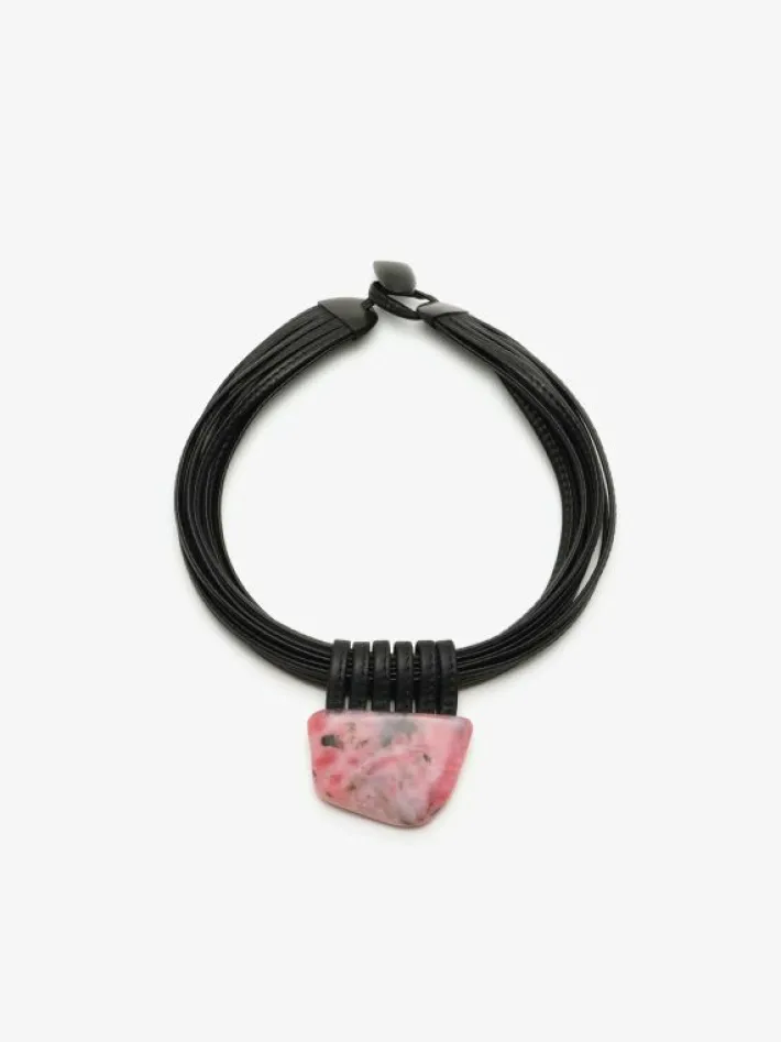 Monies Necklace: Andean opal, leather