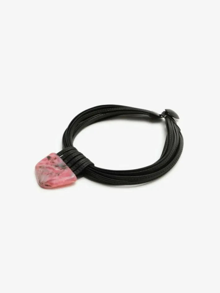 Monies Necklace: Andean opal, leather