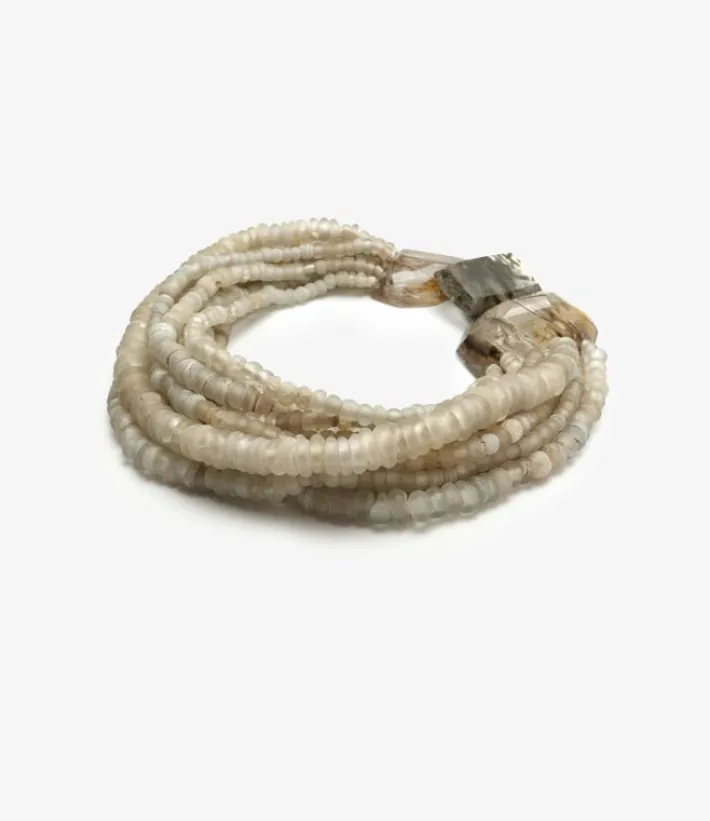 Monies Necklace: antique beads, rutilated quartz