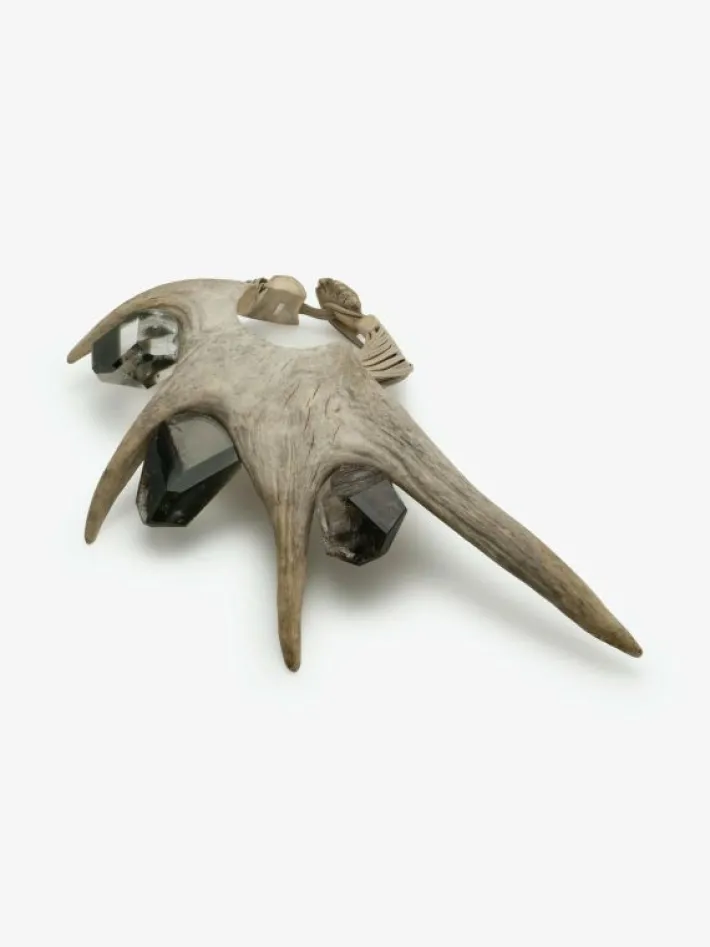 Monies Necklace: antler, garden quartz, leather