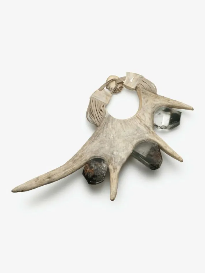 Monies Necklace: antler, garden quartz, leather