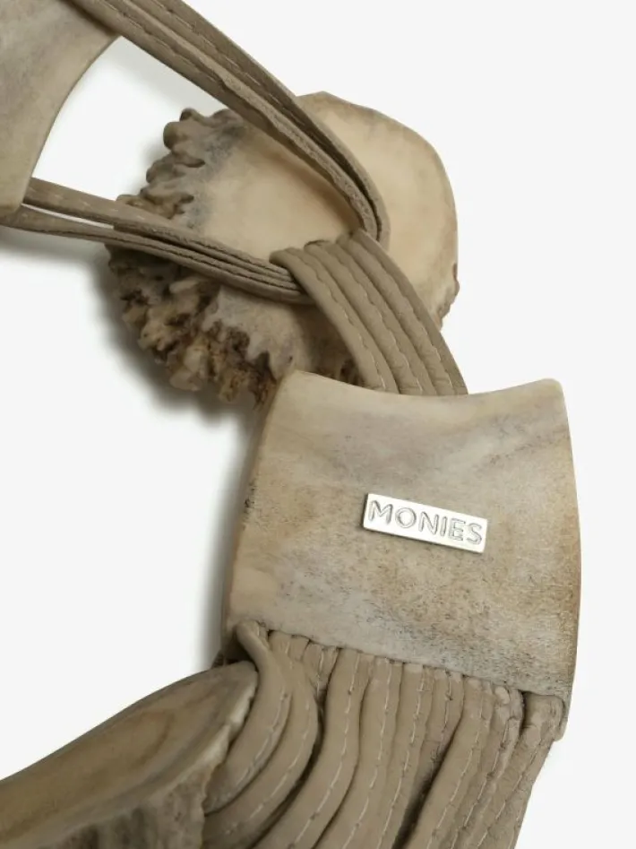 Monies Necklace: antler, garden quartz, leather