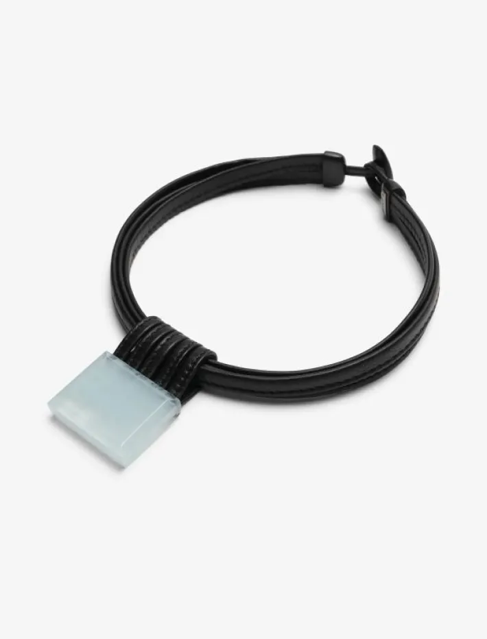 Monies Necklace: aquamarine, ebony, leather
