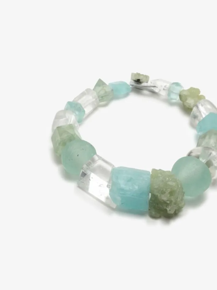 Monies Necklace: aquamarine, glass, prehnite, crystal