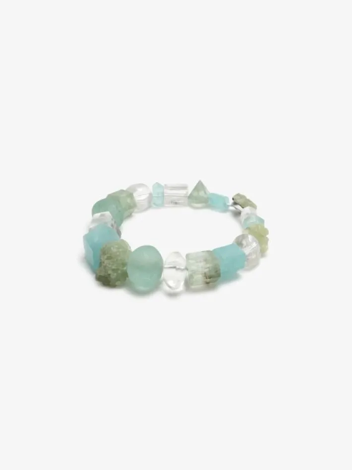 Monies Necklace: aquamarine, glass, prehnite, crystal