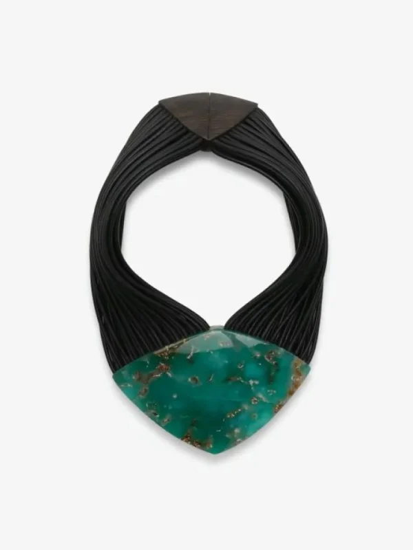 Monies Necklace: chrysoprase, leather