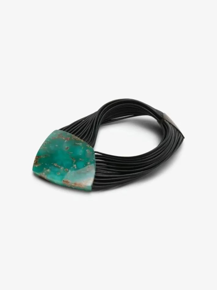 Monies Necklace: chrysoprase, leather