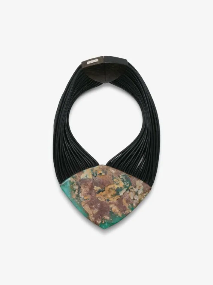 Monies Necklace: chrysoprase, leather